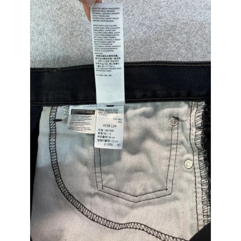 Levis 505 Regular Fit Black Denim Jeans‎ Mens 38x34 00505-0260 Straight Leg